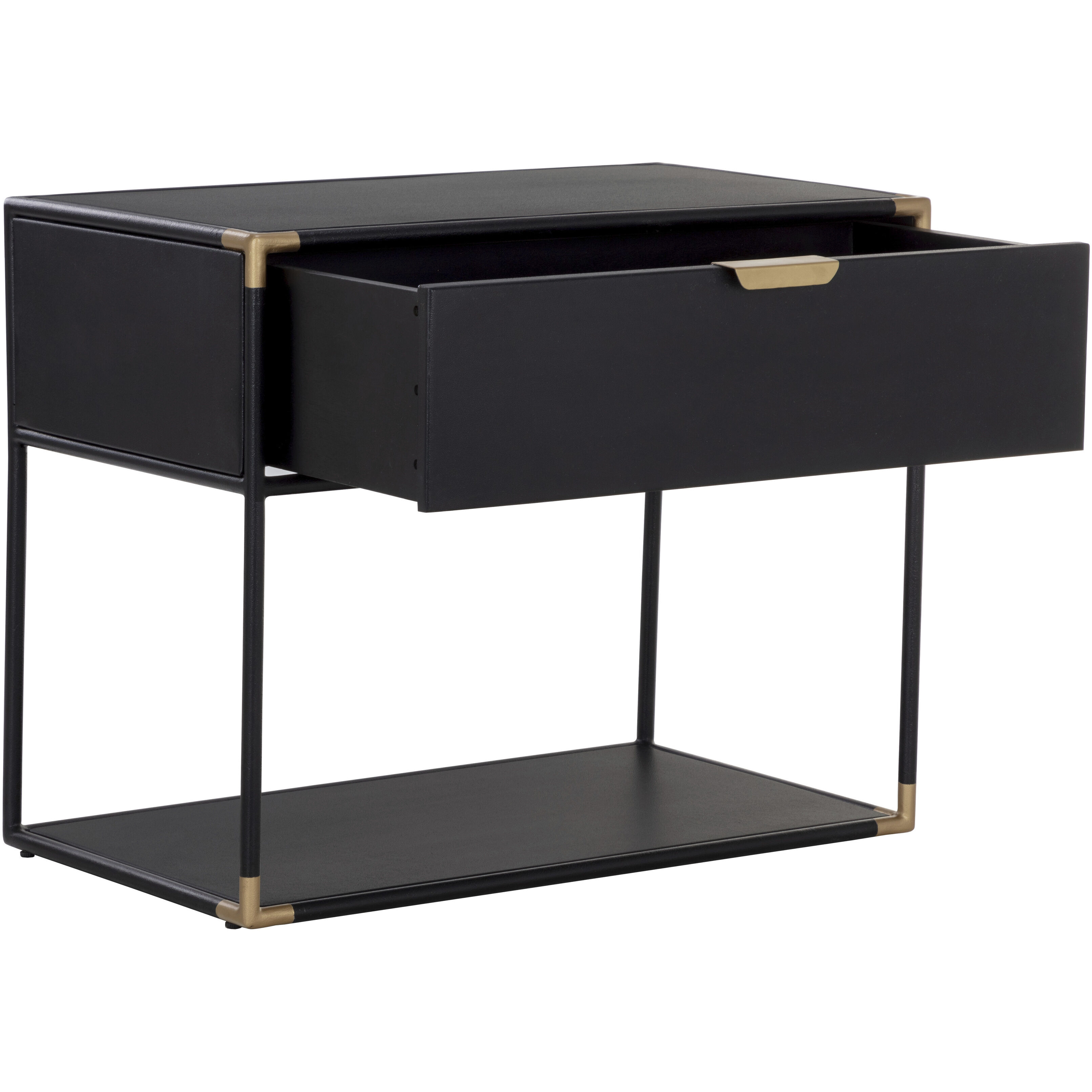 Doone 32 X 26.25 inch Matte Black / Black / Brass Night Stand